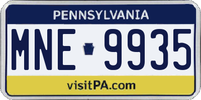PA license plate MNE9935