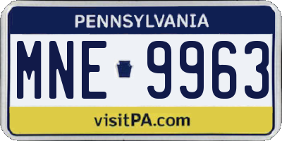 PA license plate MNE9963
