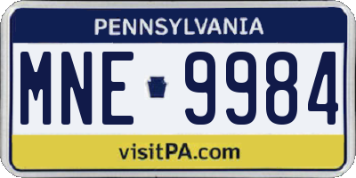 PA license plate MNE9984