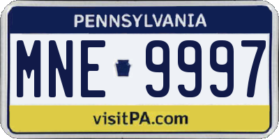 PA license plate MNE9997