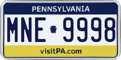 PA license plate MNE9998