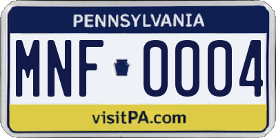 PA license plate MNF0004