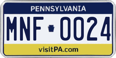 PA license plate MNF0024