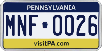 PA license plate MNF0026