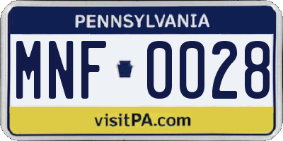 PA license plate MNF0028