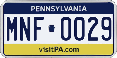 PA license plate MNF0029