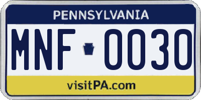 PA license plate MNF0030
