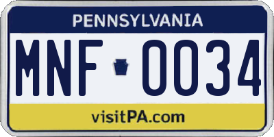 PA license plate MNF0034