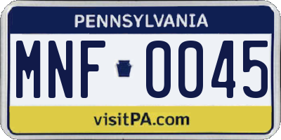PA license plate MNF0045