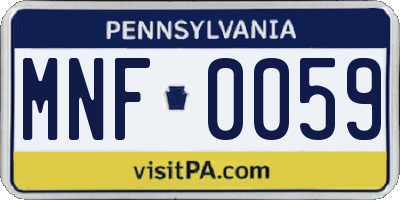 PA license plate MNF0059