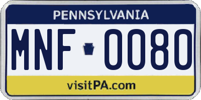 PA license plate MNF0080