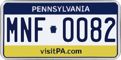 PA license plate MNF0082
