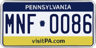 PA license plate MNF0086