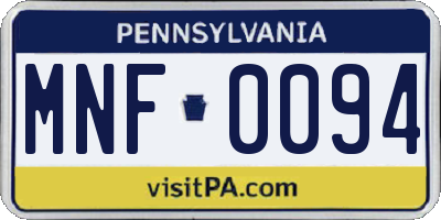 PA license plate MNF0094