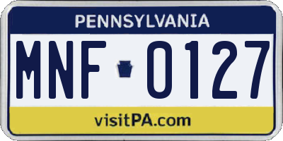 PA license plate MNF0127