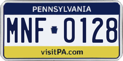 PA license plate MNF0128