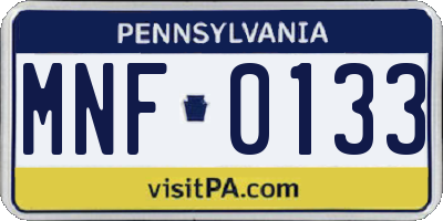 PA license plate MNF0133