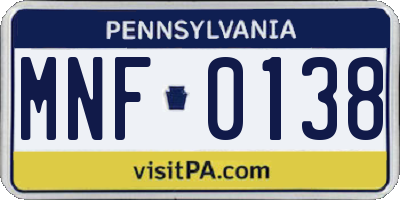 PA license plate MNF0138