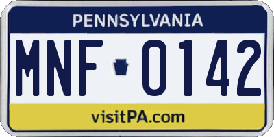 PA license plate MNF0142