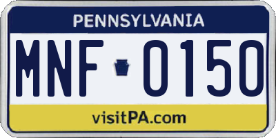 PA license plate MNF0150