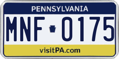PA license plate MNF0175