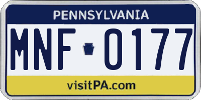 PA license plate MNF0177