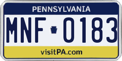 PA license plate MNF0183