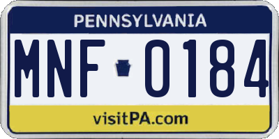 PA license plate MNF0184