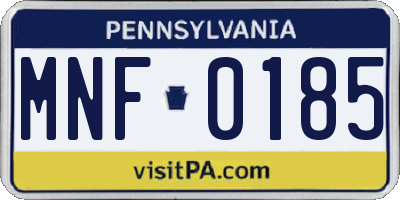 PA license plate MNF0185