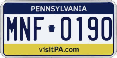 PA license plate MNF0190