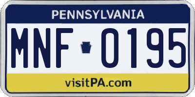 PA license plate MNF0195