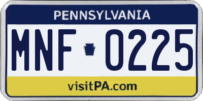 PA license plate MNF0225