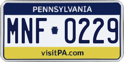 PA license plate MNF0229