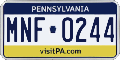 PA license plate MNF0244
