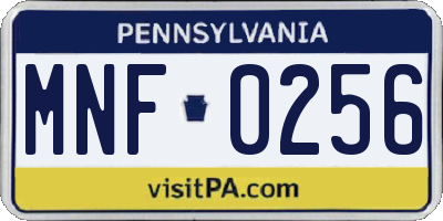 PA license plate MNF0256