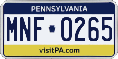 PA license plate MNF0265