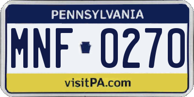 PA license plate MNF0270