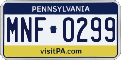 PA license plate MNF0299
