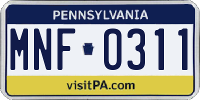PA license plate MNF0311