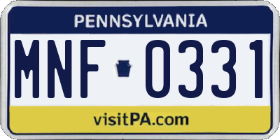 PA license plate MNF0331