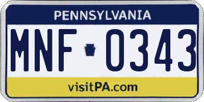 PA license plate MNF0343