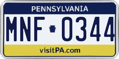 PA license plate MNF0344