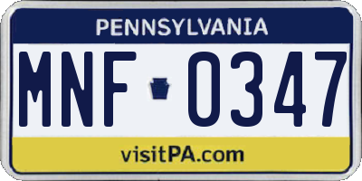 PA license plate MNF0347