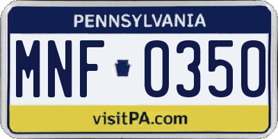 PA license plate MNF0350