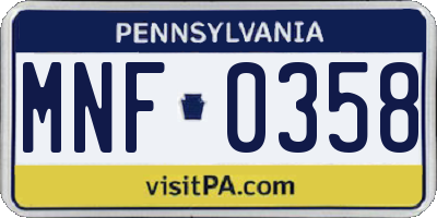 PA license plate MNF0358