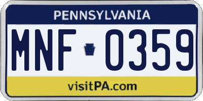 PA license plate MNF0359