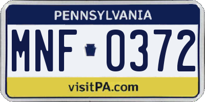 PA license plate MNF0372