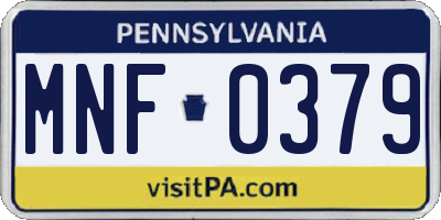 PA license plate MNF0379