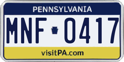PA license plate MNF0417