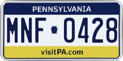 PA license plate MNF0428